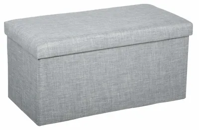 Produktbild von Atmosphera Pouf/Hocker - Aufbewahrungsbox - hellgrau - PU/MDF - 76 x 38 cm