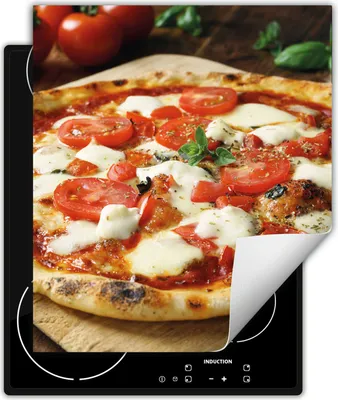 Produktbild von DarHaus Herdabdeckplatte 45x52 cm Anti Rutsch Matte Aufrollbar, Pizza - Tomate