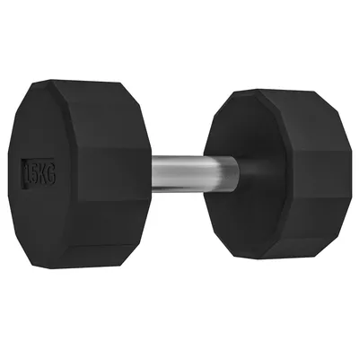 Image de SPORTNOW Haltère courte total 15 Kg - entraînement musculaire & haltérophilie - poignée antidérapante, fitness, sport à domicile, noir