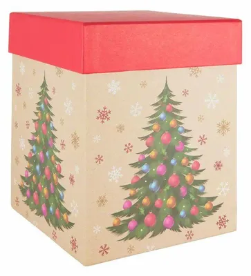 Produktbild von Geschenkbox Weihnachten Tannenbaum mehrfarbig 18x18x22,5cm Geschenkverpackung