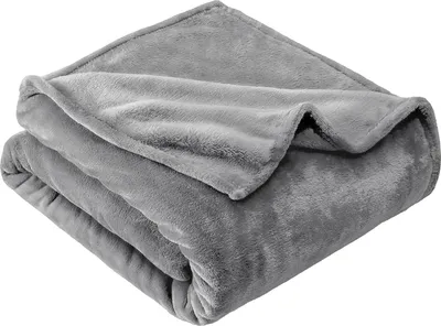 Obrázek produktu pro Šedá flanelová deka 220 × 240 cm, měkká a pohodlná, ideální na pohovku, postel a do obývacího pokoje