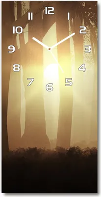 Produktbild von Wanduhr aus Glas – 30x60 cm - Glasbild - Glasuhr - Gehärtetes Glas -Nebel im Wald