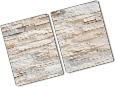 Produktbild von Tulup Glas Herdabdeckplatte - 2x40x52 cm - Glaskeramikkochfeld-Abdeckung Spritzschutz Glasabdeckplatte Kochplattenabdeckung und Schneidebrett - Zweiteilig - Sonstige - Backsteinmauer - Beige