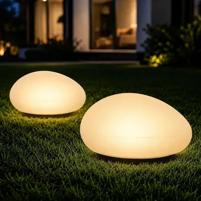 Produktbild von Solar Glasstein Lampe,Solarleuchten(2 Stk,Warmweiß)Solarlampen für außen,IP65 Wasserdicht,Deko Steinleuchten Flur,Terrasse,Rasen,Innenhof,Yard