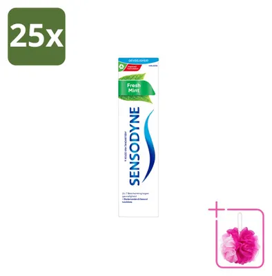 Imagen del producto de 25 tubos de pasta dental Sensodyne Fresh Mint - 75 ml - Paquete económico - 25 unidades