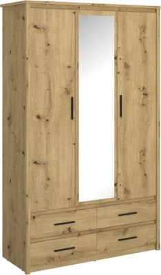 Obrázok produktu pre Kondela Trojdverová šatníková skriňa so zrkadlom Airon 3D4S - dub artisan