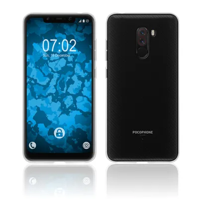 Produktbild von PhoneNatic Case kompatibel mit Xiaomi Pocophone F1 - Crystal Clear Silikon Hülle transparent + 2 Schutzfolien