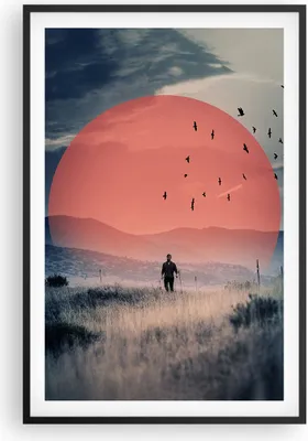 Produktbild von Gerahmtes Poster - Schwarzer Rahmen - Westen Sonne Landschaft - 61x91,5 cm - Wand Bild - Wanddeko - Wandbilder - Kunstposter - Wandposter - Bilderrahmen - Bilder - Kunstdruck - P2BPA61x91-5163