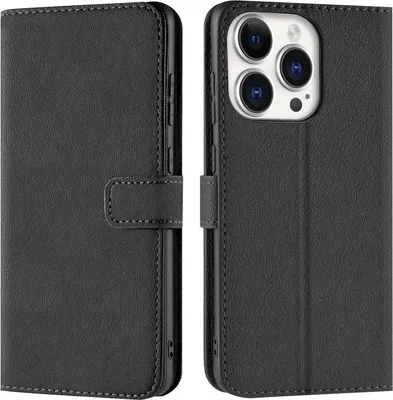 Produktbild von Conie Klapp Tasche für iPhone 15 Pro Max Kartenfach Rundumschutz Hülle in Schwarz