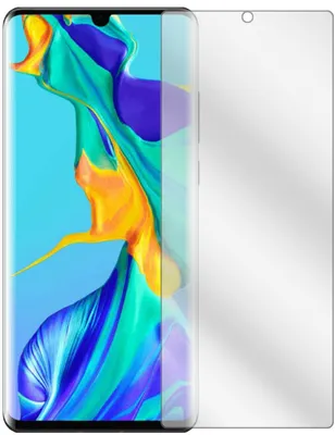 A screen protector is placed over a smartphone screen.