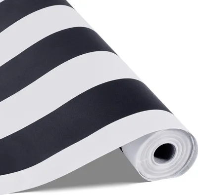 Produktbild von Peel and Stick Tapete, 45 cm x 15 m Kontaktpapier Schwarz Weiß Modern Geometrisch Wasserdicht Selbstklebend, Leicht zu reinigende Wanddekorative Vinylrolle für Schlafzimmer Küche Büro Badezimmer