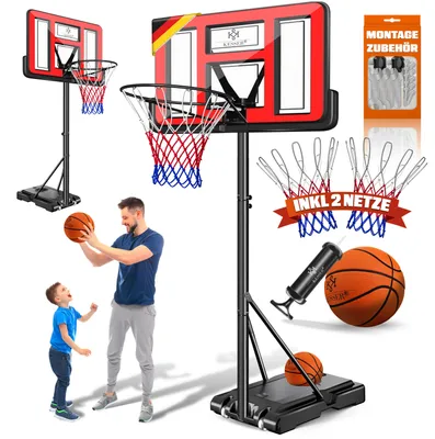 Produktbild von KESSER® Mobiler Basketballständer Basketballkorb 160-210cm Set mit Ball & Pumpe