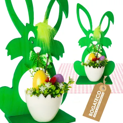 Image de Lapin de Pâques en bois 37cm | Décoration de lapin de Pâques à poser | Décoration de Pâques naturelle | Fait main | Disponible en 6 couleurs