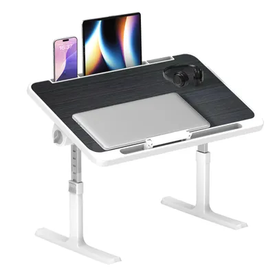 Produktbild von Arvioo Laptoptisch für Bett, Laptop Betttisch Klappbarer, Tragbares Lapdesk mit 5-Höhenverstellbar & Winkelverstellbar, Klapptisch (60*40cm, Schwarz)