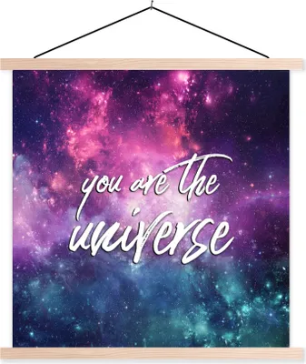 Produktbild von MuchoWow® Textilposter Sprichwörter - 'Du bist das Universum' - Zitate - Raum - Jungen - Mädchen - Kinder 40x40 cm mit holzfarbenen Rahmen - Posterleiste