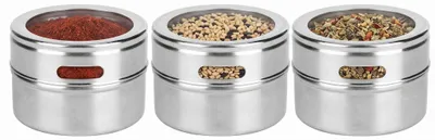 3 Gewürzdosen Edelstahl magnetisch Salz Pfeffer Zucker