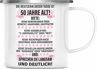Produktbild von Trendation - 50. Geburtstag Frauen Emaille Tasse Geschenk Geschenkidee 50er Geburtstag Spruch Perfektion Mama Mutter Lustiger Spruch Witzig (Silber)