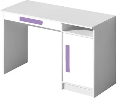 Produktbild von Kinderzimmer - Schreibtisch Walter 09, Farbe: Weiß Hochglanz / Lila - 80 x 120 x 50 cm (H x B x T)