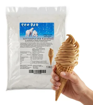 Immagine prodotto di IceBär Polvere per gelato soft al caramello salato 1 kg per un gelato soft cremoso 1:2,5