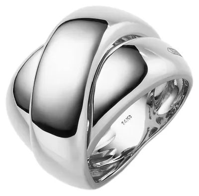 Produktbild von Breiter Ring Damenring aus 585 Gold Weißgold glänzend Breite 19mm Innenumfang 58mm  Ø18.5mm