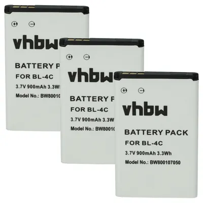 Produktbild von vhbw 3x Akku Ersatz für NGM BL-OS4, BL-40, BL-VA für Handy Smartphone Telefon (900 mAh, 3,7 V, Li-Ion)