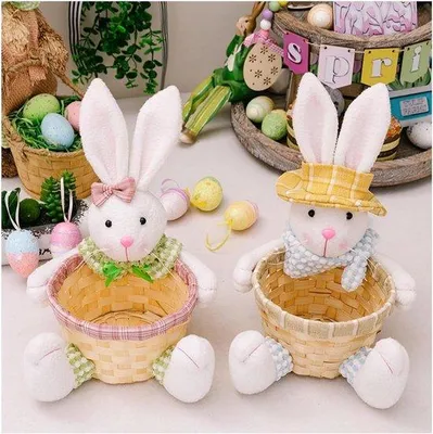 Produktbild von Osterhase Dekoration - 2 Stück, Osterbonbonmann, Tischdeko, Kindergeburtstagsgeschenk