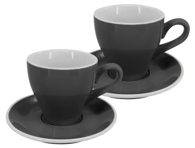 Produktbild von 2er-Set - Latte-Tasse mit Untertasse Milano, 220 ml, grau
