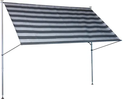 Produktbild von Klemmmarkise Premium 350 cm Streifen dunkelgrau