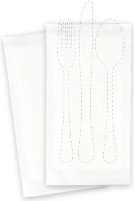 Produktbild von 500x Bestecktaschen weiß 240x125mm inkl. Serviette 390x380mm weiß