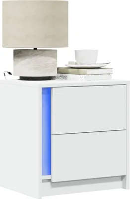Obrázok produktu pre vidaXL Nočný stolík s LED svetlami biely materiál na báze dreva