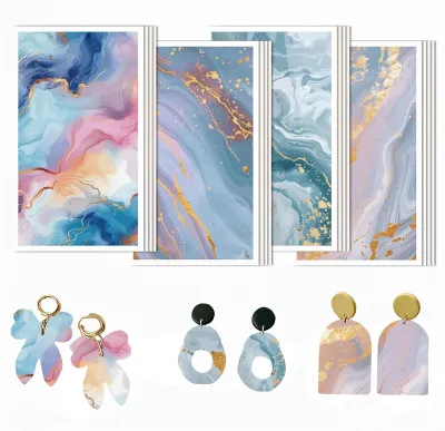 20 Blatt Transferpapier für Polymer Clay, 4 Designs, wasserlöslich