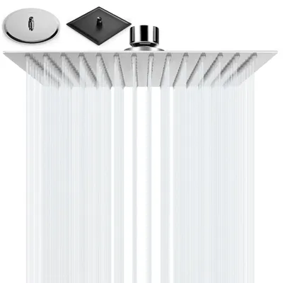 Imagen del producto de Cabezal de ducha de lluvia, 25x25 cm, ultrafino, acero inoxidable 304, para baño