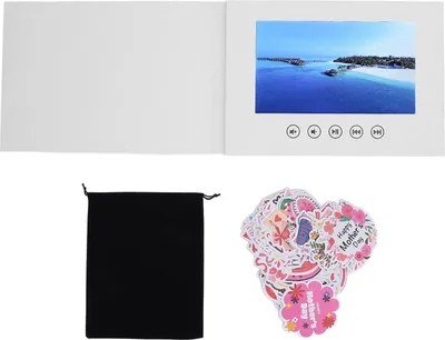 Zdjęcie produktu dla Wideo kartka okolicznościowa z ekranem LCD 720P HD i zdjęciem DIY broszura elektroniczna 128M naklejka przypominająca na wesele Boże Narodzenie 5 cali