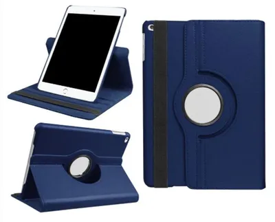 Obrázek produktu pro obal na tablet – vhodný pro iPad 5. generace – 9,7 palců – otočné o 360 stupňů, funkční jako stojan – tmavě modrá barva