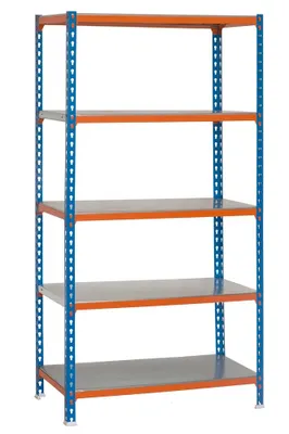 Produktbild von PROREGAL Schwerlastregal METAL SHARK | HxBxT 180x80x40cm | Fachlast 180kg | Blau-Orange