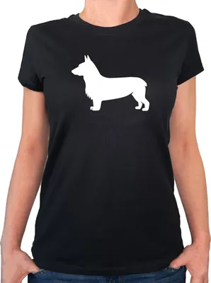 Produktbild von Huuraa Damen T-Shirt Welsh Corgi Pembroke Silhouette S Black Bio Baumwolle Fairtrade Damenshirt Geschenkidee