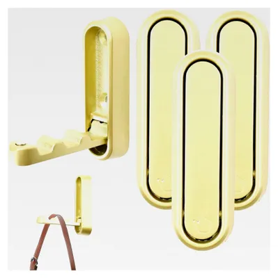 Produktbild von 4 Stück klappbare Kleiderhaken aus Zinklegierung, faltbare Wandhaken für Bad und Küche, goldene Kleiderhaken für hängende Mäntel und Taschen
