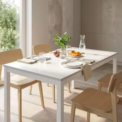 Immagine prodotto di Milani Home - Tavolo da pranzo allungabile di design moderno industrial cm 80 x 140/200 x 77 h - Bianco