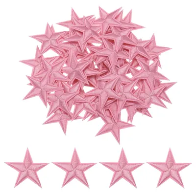 Image de Plaques décoratives à repasser "Sterne" - 50 pièces brodées - pour vêtements et accessoires - Rose, 4,5 cm