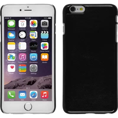 Produktbild von PhoneNatic Case kompatibel mit Apple iPhone 6 Plus / 6s Plus - Hülle schwarz Lederoptik Hard-case + 2 Schutzfolien