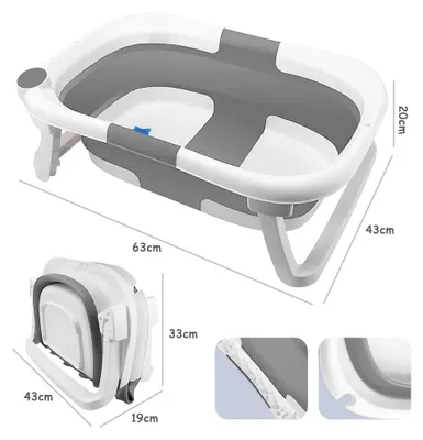 Image de Baignoire pour bébé, design pliable, durable et portable, couleur GRIS