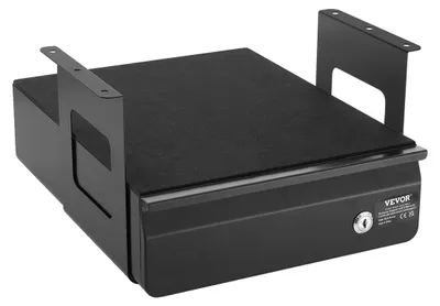 Produktbild von VEVOR 33 cm breiter Schubladenschrank unter dem Tisch, unter dem Tisch montierte ausziehbare Schubladeneinheit, versteckter Schreibtisch-Organizer, abschließbare Bleistiftschublade unter dem Tisch für Sitz-Steh-Arbeitsplatz, 35x33x18 cm, Einzelne Schicht