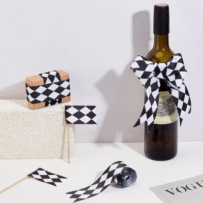 Produktbild von Schwarzes Weißes Gingham Band 12 Yards Dekoration