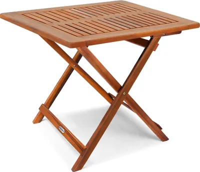 Image de CASARIA® Table d'appoint pliante en bois d'acacia 70x70x73cm Table basse carrée pliable extérieur jardin camping
