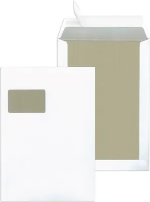 Produktbild von MAILmedia Papprückwandtaschen C4 mit Fenster weiß 100 Stück