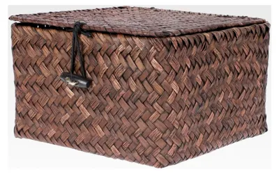 Produktbild von Geflochtener Aufbewahrungskorb aus Seegras 11 x 20 x 11 cm mit Deckel - Vielseitiger Lagerkorb für Küche, Wohnzimmer und Schlafzimmer