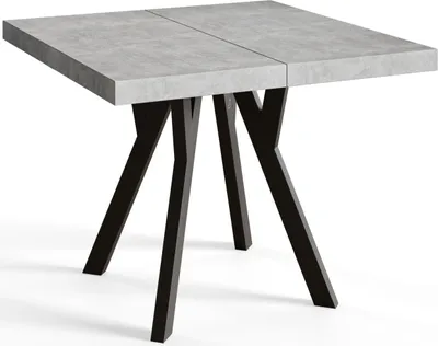 Produktbild von Quadratischer Esszimmertisch RICO, ausziehbarer Tisch, Größe: 90-190X90X77 cm, Wohnzimmertisch Farbe: Graphit, mit Holzbeinen in Farbe Schwarz