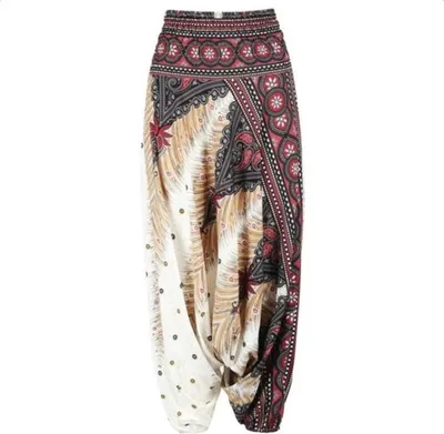 Produktbild von Jumada's - Yogahose - Locker sitzende Hose - Baggy Boho - Haremshose - Bequem - Braun/Mehrfarbig - Größe M