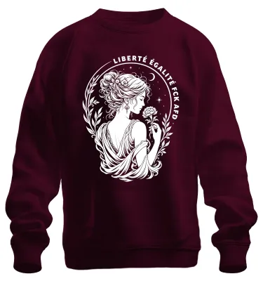 Produktbild von Liberté Égalité Fraternité Frau Blume Vintage Sarkasmus Sweatshirt Pullover, Burgundy, XL