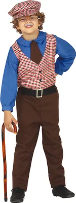 Produktbild von Großvater Abenteuer Outfit Zeitreisender Kostüm Spaß Klassisches Design Braun Blau Rot, Größe: 110/116 Farbe: Braun